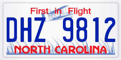 NC license plate DHZ9812