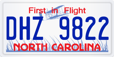 NC license plate DHZ9822