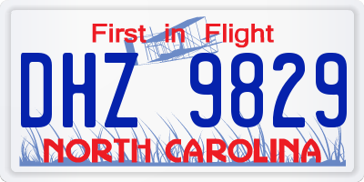 NC license plate DHZ9829