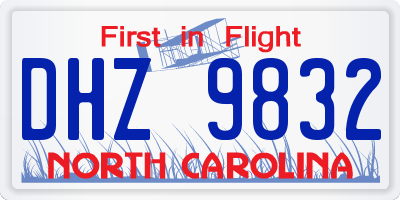 NC license plate DHZ9832