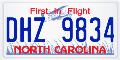NC license plate DHZ9834