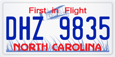 NC license plate DHZ9835