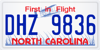 NC license plate DHZ9836
