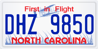 NC license plate DHZ9850