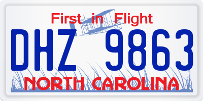 NC license plate DHZ9863