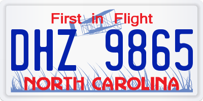 NC license plate DHZ9865