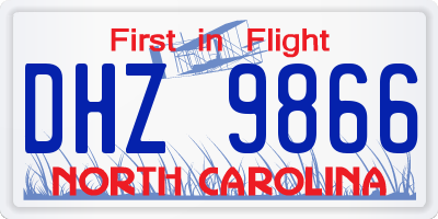 NC license plate DHZ9866