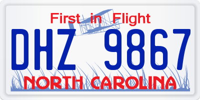 NC license plate DHZ9867