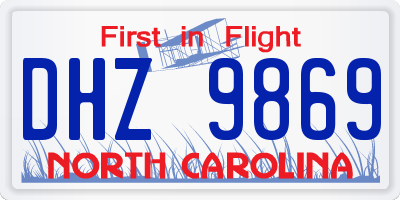NC license plate DHZ9869