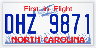 NC license plate DHZ9871