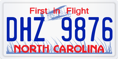 NC license plate DHZ9876