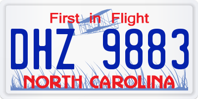 NC license plate DHZ9883