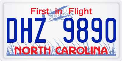 NC license plate DHZ9890
