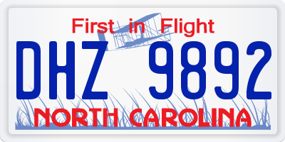 NC license plate DHZ9892