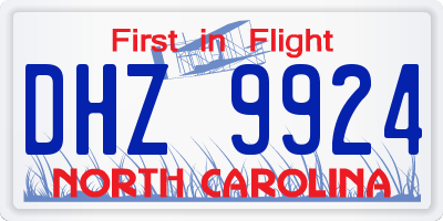 NC license plate DHZ9924