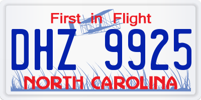 NC license plate DHZ9925