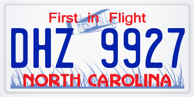 NC license plate DHZ9927