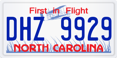 NC license plate DHZ9929