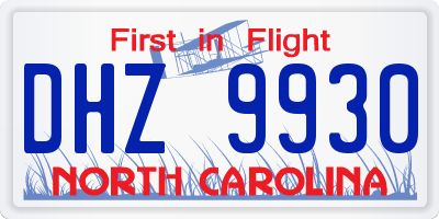 NC license plate DHZ9930