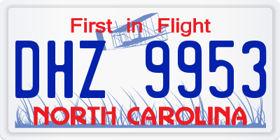 NC license plate DHZ9953