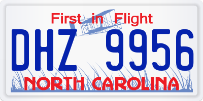 NC license plate DHZ9956