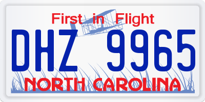 NC license plate DHZ9965