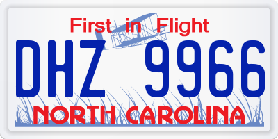 NC license plate DHZ9966