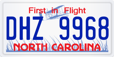 NC license plate DHZ9968