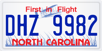 NC license plate DHZ9982