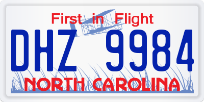 NC license plate DHZ9984