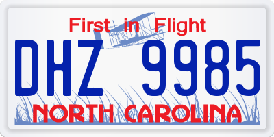 NC license plate DHZ9985