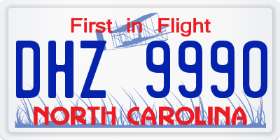NC license plate DHZ9990