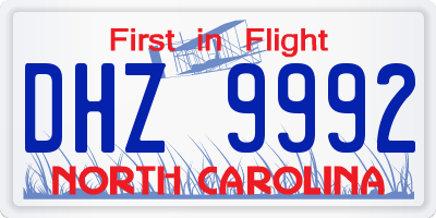 NC license plate DHZ9992
