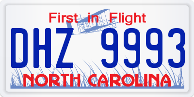 NC license plate DHZ9993