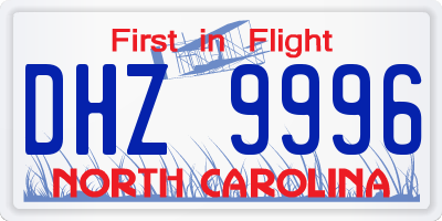 NC license plate DHZ9996