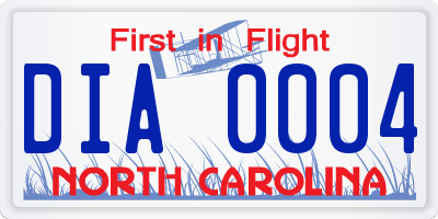 NC license plate DIA0004