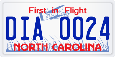 NC license plate DIA0024