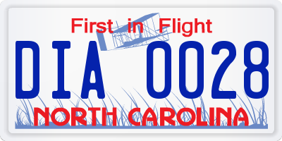 NC license plate DIA0028