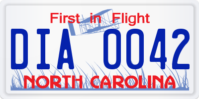 NC license plate DIA0042