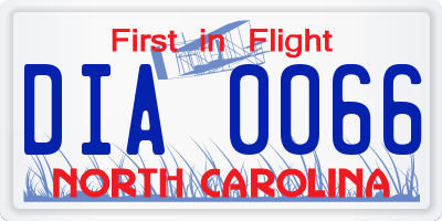 NC license plate DIA0066
