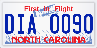 NC license plate DIA0090