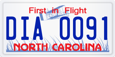 NC license plate DIA0091