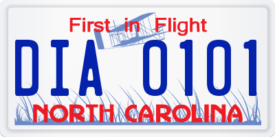 NC license plate DIA0101