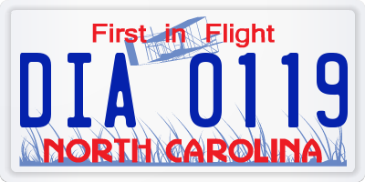 NC license plate DIA0119