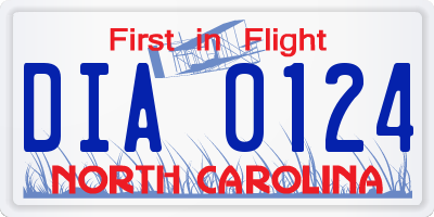 NC license plate DIA0124
