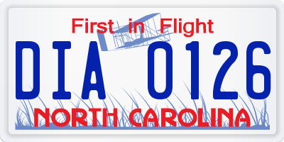 NC license plate DIA0126