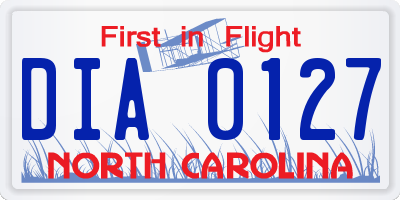 NC license plate DIA0127