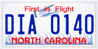 NC license plate DIA0140