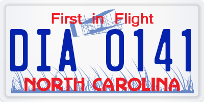 NC license plate DIA0141