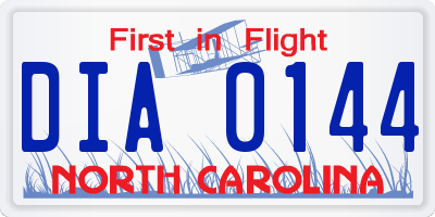 NC license plate DIA0144